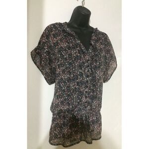 Old Navy Sheer Blue Floral Blouse Top Size S Small